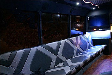 Party buses with cushioned seats